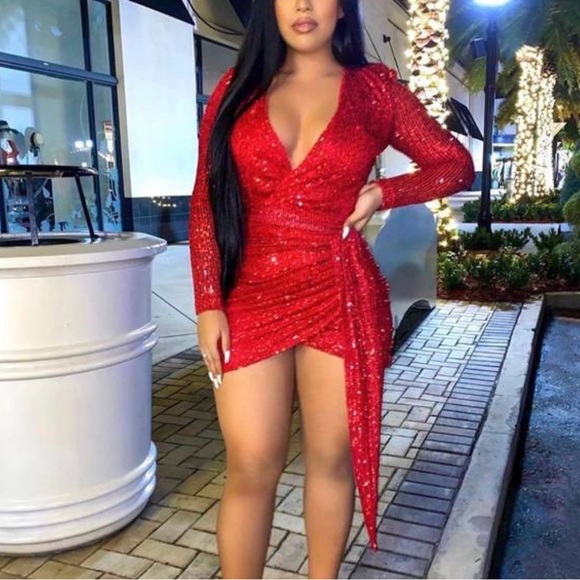 Center Stage Red Sequin Mini Cocktail Party Dress Size 1X - Picture 13 of 14